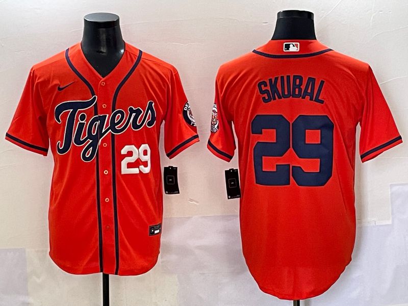 Men 2025 Detroit Tigers #29 Skubal Orange Game Nike MLB Jersey style 2